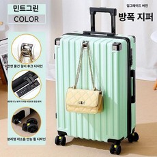 대용량 알루미늄 프레임 학생용 남녀 공용 튼튼한 바퀴 캐리어, 22인치 단기, 1개, 로터스그린