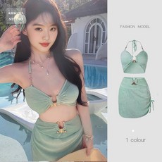 2025新款薄荷曼波高級質感性感夏日度假溫泉海邊分體泳衣比基尼夯, 黑色泳帽,M（45.0-50.0公斤）