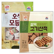 [퀴클리몰] 사조오양 오색 모듬전 1kg (20g) + 사조오양 쌀떡고기 산적 1kg, 2개