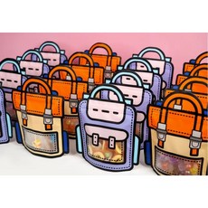 책가방 지퍼백 구디백 어린이집 선물포장 유치원선물포장답례품, 20개, 오렌지+보라 대