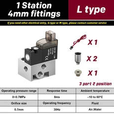 고주파 미니어처 솔레노이드 솔밸브 공기 2 위치 3 방향 제어 진공 스테이션 10mm 30Hz 24V 6V, 10 L-1 Station 4mm, 01 DC24V