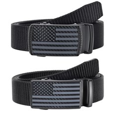 SANSTHS 남성용 나일론 래칫 벨트 2팩 미국 국기 슬라이드 골프 벨트 3.8cm1 1/3인치 전술 작업 웹 벨트 7월 4일 커피+블랙/플래그 버클 134027