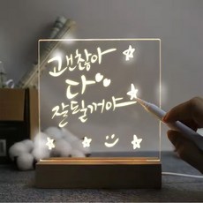 투명보드 15x15cm 메모 메세지보드 스탠드 LED 소형 63688EA 1(EA), 색상, 1개