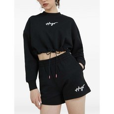 휴고 로고 디테일 드로스트링 스웨트셔츠