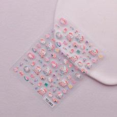 RoseAria 산리오 3D 캐릭터 네일 스티커, 1개, 핑크 + 그린 + 블루