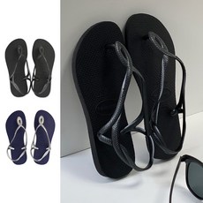 Havaianas Luna 麻花造型防水涼鞋 (夾腳拖), 藍色，銀色