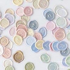 실링왁스 스티커 세트 미니 다꾸용품 포장 앤티크 엠보싱 축하 감사 3D 입체, 반투명 6종 세트, 1개