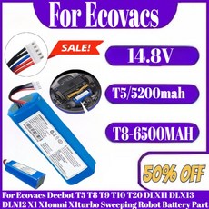 새로운 14.8V 리튬이온 배터리 에코백스 디봇 T5 T8 T9 T10 T20 DLX11 DLX13 DLN12 X1 X1omni X1turbo 청소, 01 T8-6500mAh, 01 China Mainland
