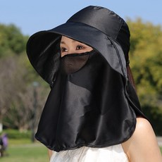 新款防曬遮陽帽女大檐遮臉面罩防紫外線戶外太陽帽漁夫帽可拆卸