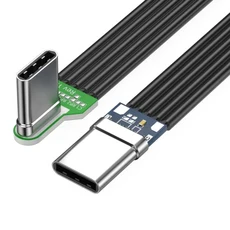 유연한 평면 실리콘 USB C - USB C 케이블 왼쪽/직각 카메라 폰용 60W 고속 480Mbps 데이터 전송, 08 1m, 01 left right Straight