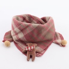 용 방풍 보온 삼각 스카프 어린이 겨울용 목도리 남아 여아용, 라즈베리