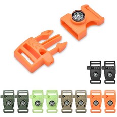 쿠비고 10팩 3/4인치 모듬 파라코드 팔찌 버클 팔찌용 플라스틱 나침반 호루라기 클립 야외 캠핑 비상 생존 여행 액세서리, 3/4 Inch Assortedck 10pcs