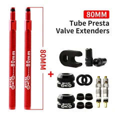 MUQZI 프레스타 밸브 익스텐션 키트 자전거 튜브리스 밸브 익스텐더 50mm 60mm 80mm 2 개, 22 80mm Set Removable
