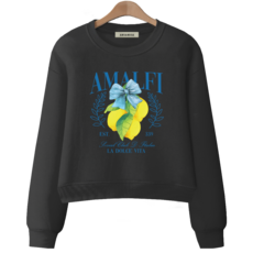 몰토벨리노 [ANSANGSA] 레몬 여성 semi크롭 루즈핏 맨투맨 수웻트 셔츠