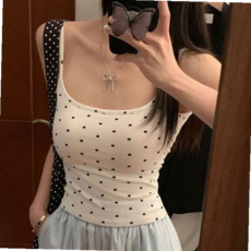 도트 여성 캡내장 끈나시 여름 나시탑 59000EA 1EA, 화이트 FREE