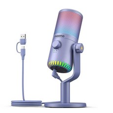 가정용 마이크 스트리밍 녹음 MIC 스튜디오 컴퓨터 PC 호환 게이밍 게인 조명 휴대폰, 1) DM30 RGB-Purple