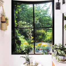 창문 풍경 패브릭 침실 거실 가림막 벽꾸미기 커튼