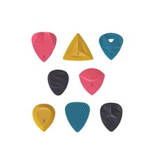 ROMBO 人體工學 彩色撥片 8片套裝 8種圖案 8種厚度 4種顏色, 1個