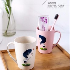 Koka可咖 穀纖維情侶漱口杯, 1個, 米色/粉色