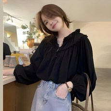 PEONIST 荷葉邊寬鬆版型上衣