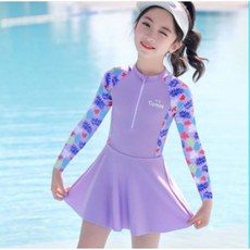 혼자입는 여아 원피스 긴팔 치마수영복 레쉬가드
