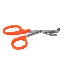 HTI 외상 가위 7.25" 다목적 스테인리스 스틸 구급대원 응급실 간호사 응급구조사 야외 캠핑 구조 도구용 톱니날(주황색 손잡이)이 있는 응급구조사, Orange Handle