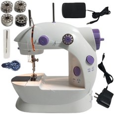 電動縫紉機 附擴展台 9V2A超強馬力 可腳踏可按鍵 插電電池二用, 說明:別家5V不夠力/本店9V2A才夠力, 白色, 縫紉機