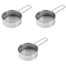 식칼스테인레스 스틸 파인 메쉬 밀가루 체 말차 초콜릿 파우더 베이킹 용품에 대한 설탕 먼지 떨이 디스펜, 3개