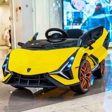 유아전동차 람보르기니 전동푸쉬카 4륜 아기자동차 사륜 전동카, 전기 구동, 노블옐로우듀얼가죽시트