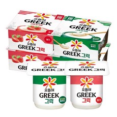 빙그레 요플레 그릭 딸기 80g 8입 + 그릭 달지않은 80g 8입 (총 16입), 16개