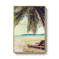 북유럽 해변 풍경 인테리어 액자 거실 장식 그림 모던한 디자인 아트포스터 우드액자 대형사진인화 매력적인 소형액자 현대적인 스타일 액자제작, 골드 프레임 A