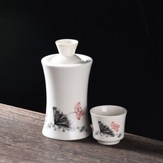 溫酒壺 溫酒壺酒具套裝陶瓷燙酒壺骨瓷暖酒器分酒器酒杯黃酒溫酒具 溫酒壺, 1個, 和諧,窈窕款三件套