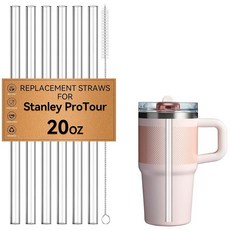 Stanley ProTour 887.2ml(30온스) 텀블러용 빨대 Stanley Protour 887ml(30온스) 빨대 교체용 빨대 6개 내장 빨대 컵 깨끗한 브러시가