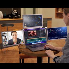 휴대용 노트북 확장화면 주식거래소 서브모니터 14인치 3화면 멀티태스킹 작업용, 1_14인치 백리스 애플그레이 1080P 14-16인치, 1cm