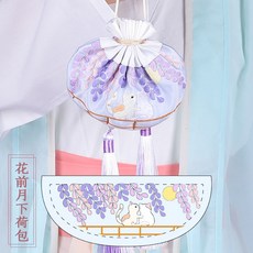 刺繡手工diy材料包 平安符diy刺繡送閨蜜手工自製作初學者材料包荷包平安福生日禮物, 1個, 卍花前月下材料包+輔助繡繃