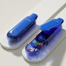 3칸 휴대용 알약 상자 여행용 다채로운 건강 관리 케이스, Pro-Blue-1PCS