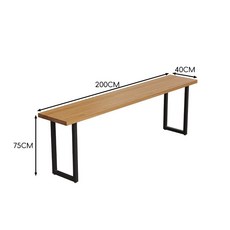 카페 창가 테이블 대형 바 다찌 우드슬랩 식탁 원목 120x40x75(두께5cm), 길이 200