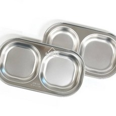 스텐 2칸 간식접시 업소용반찬접시 식당앞접시 업소용식기, 원리빙 간식2구-2호