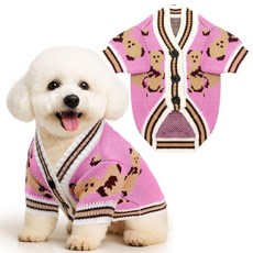 PETCARE 소형견 스웨터 귀여운 곰 강아지 카디건 코트 옷 남아 여아 고양이 전용 부드럽고 따뜻한 가을 겨울 니트 의상 치와와 시추 핑크, 1