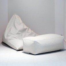 LINU리누 가죽 빈백스툴 세트 빈티지 비건레더 야외 방수 이지클린 EPP, 포그화이트