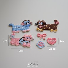 JOJO 可愛毛孩子刺繡貼布, 1件, 小貓組, 混色