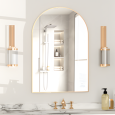 Brendayia 500x750mm 반아치형 벽걸이 거울 욕실 거울 침실 거실, 황금
