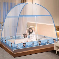 【格森】新款 蒙古包蚊帳家用臥室學生宿舍折疊蚊帳, 哪吒【25年升級-大空間】網紗頂,0.9米床【寬90x長190】單門免安裝