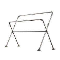 可升降全不鏽鋼三桿伸縮曬衣架，可伸縮調整寬度，可折疊收納，底部防滑, Silver