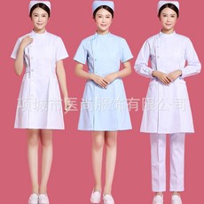 廠家直供夏季護士服醫院長短袖偏襟立領醫院藥店白大褂實習工作服, 1件, XL