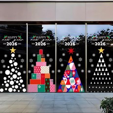優選好物 聖誕節裝飾品玻璃門貼紙店鋪商場雪花聖誕樹氣氛布置靜電窗花貼, W885    C款,中