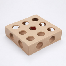貝爾 寵物益智漏食玩具 MDF材質 24x24x6.5CM, 17孔玩具, 1個