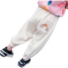 萱寶媽咪baby童裝館 韓版兒童秋冬薄款動物印花竪條長褲 女童休閒束腳長褲 男童大PP褲 打底長褲