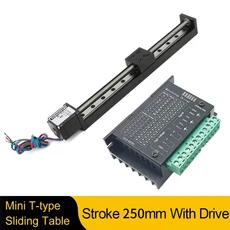 스트로크 250mm Nema11 스테퍼 모터 T 형 나사 정밀 가이드 레일 XYZ 축 CNC 운송 플랫폼, 05 2mm pitch, 04 Stroke 250mm TB6600