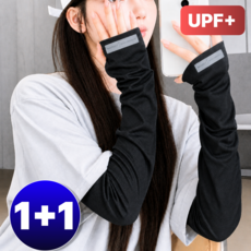 로디온 썬쉴드 자외선차단 헐렁한 냉감 쿨토시 1+1 손등커버 여름 팔토시, 다크 블랙, 2세트